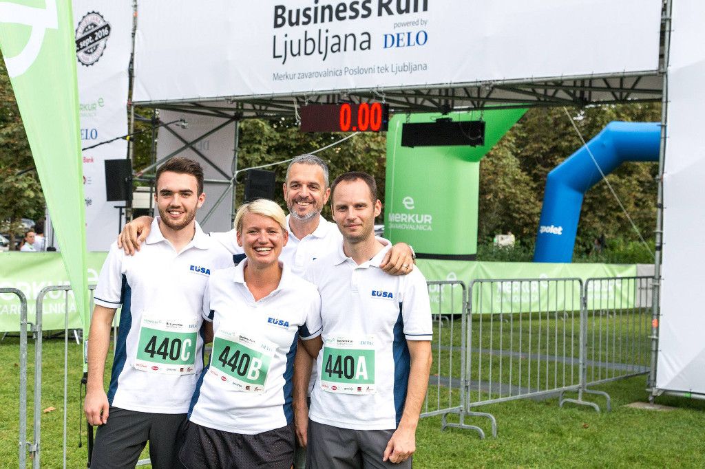 EUSA intern Mr Liam Smith at the Ljubljana Business Run with his colleagues