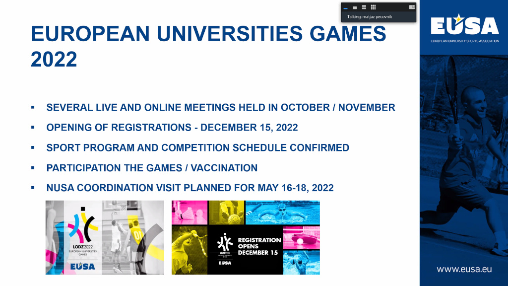 Key information about the European Universities Games 2022 were presented