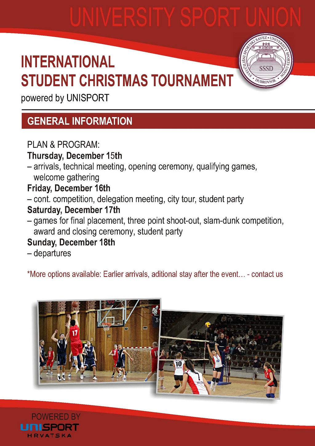 Program details of the tournament