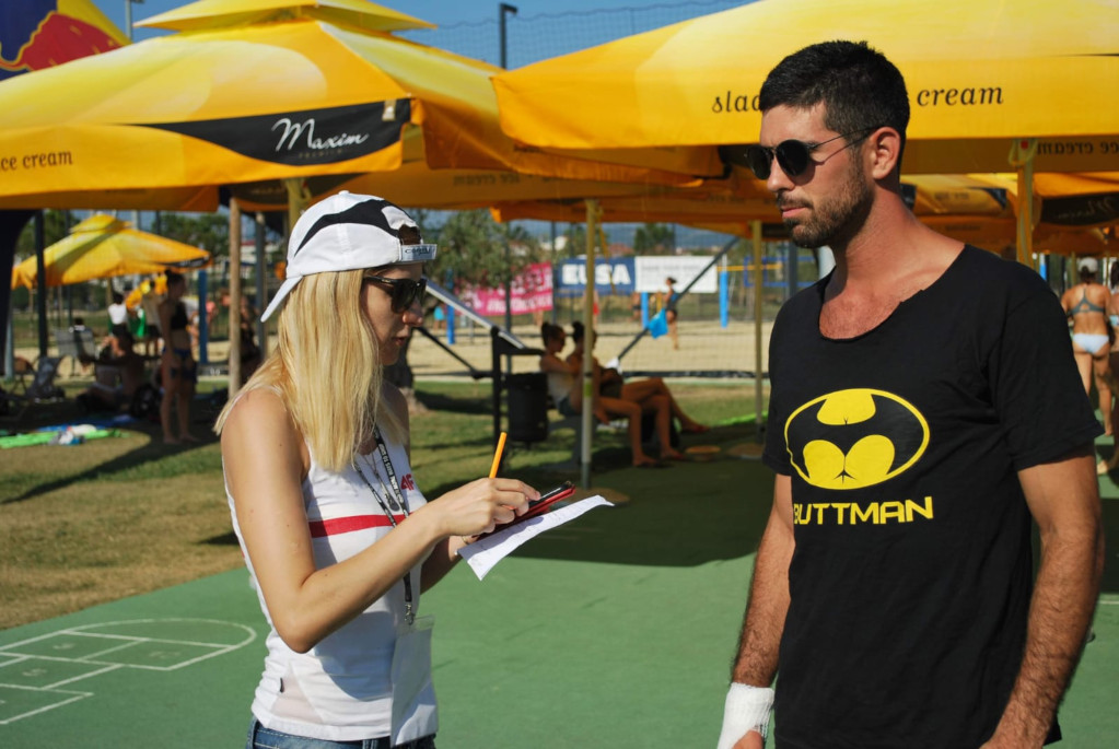 Alexander being interviewed at EUC Beach Volleyball 2019