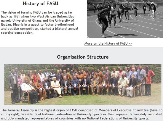 Website contents about history of FASU Website contents about history of FASU