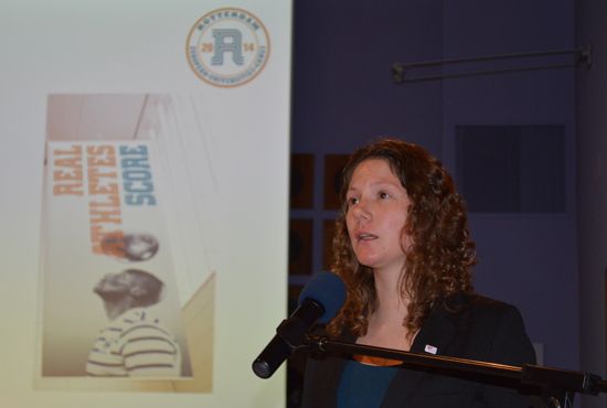 Ms Hester De Vries presenting 2nd European Universities Games Rotterdam 2014 Ms Hester De Vries presenting 2nd European Universities Games Rotterdam 2014