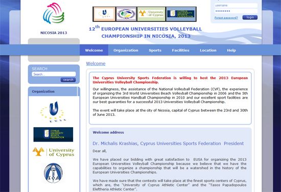 Website of the 12th European Universities Volleyball Championship - Nicosia 2013 Website of the 12th European Universities Volleyball Championship - Nicosia 2013