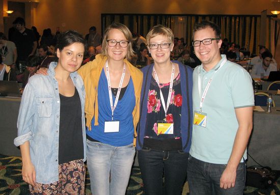 ESU Chair Karina Ufert, EUSA STC Member Kaisa Myllyla, ESU Vice-Chair Taina Moisander and ESU Vice-Chair Rok Primozic ESU Chair Karina Ufert, EUSA STC Member Kaisa Myllyla, ESU Vice-Chair Taina Moisander and ESU Vice-Chair Rok Primozic