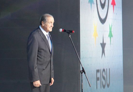 FISU President Mr Gallien opening the Gala FISU President Mr Gallien opening the Gala