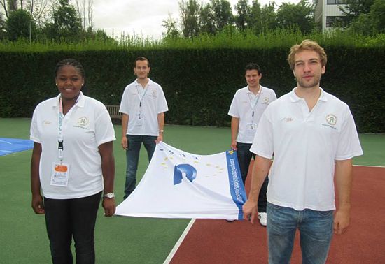 EUSA Flag being brought in by the volunteers