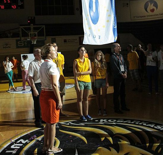 Lowering EUSA flag and handing it over to next host Lowering EUSA flag and handing it over to next host