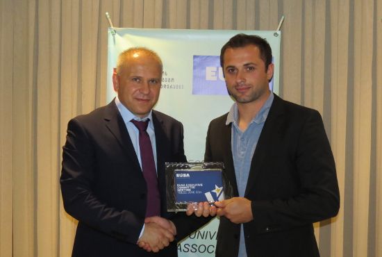 EUSA plaque was given to the USFG President Mr Gugava EUSA plaque was given to the USFG President Mr Gugava