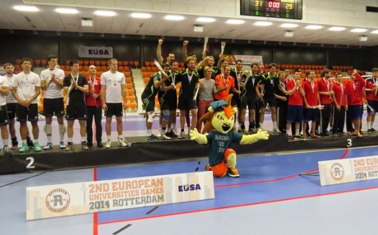 Volleyball men's podium with the champions Technical University of Munich