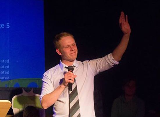 Christopher Priddle being elected Christopher Priddle being elected