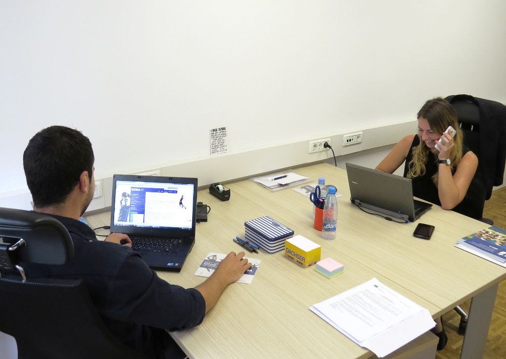 Romain and Anett in the EUSA Office in Ljubljana