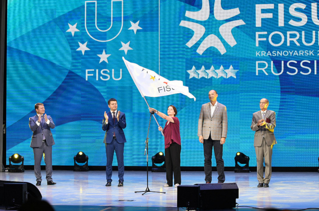 Closing of the event, with passing of the FISU Flag