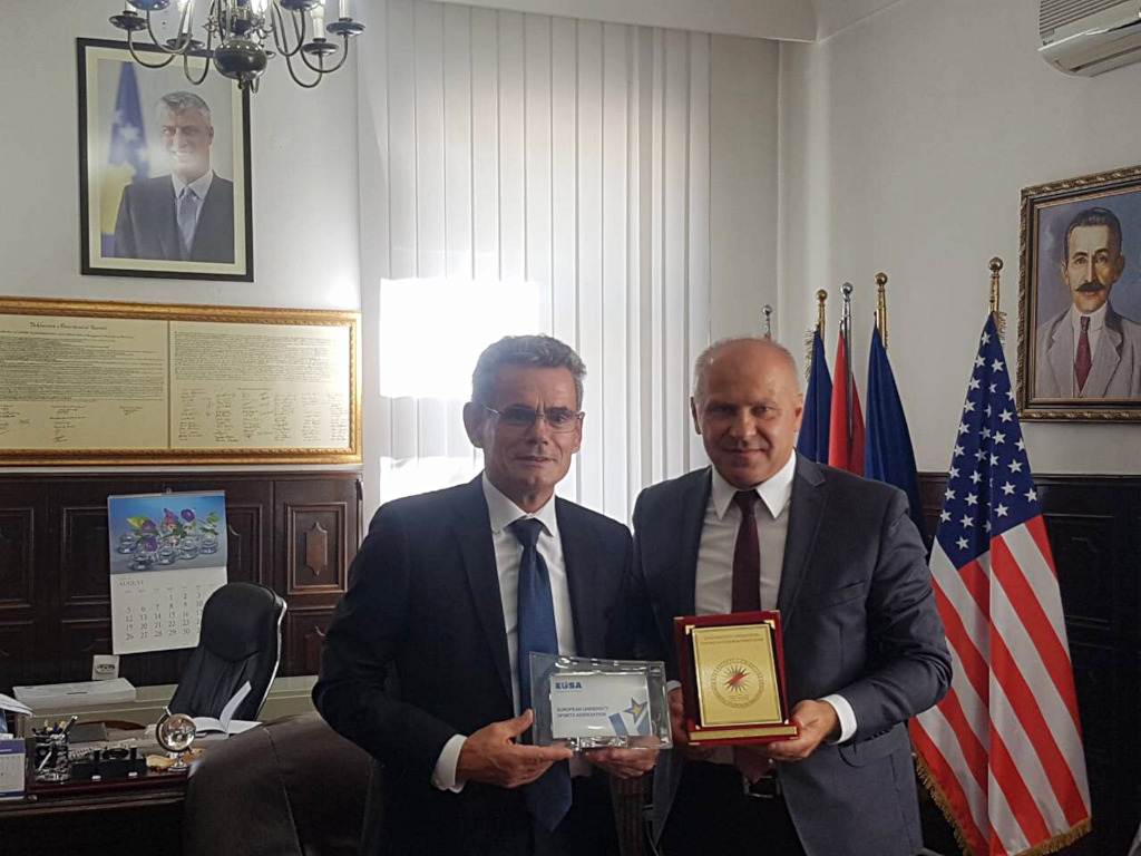 EUSA President with the Rector of the Hasan Pristina University