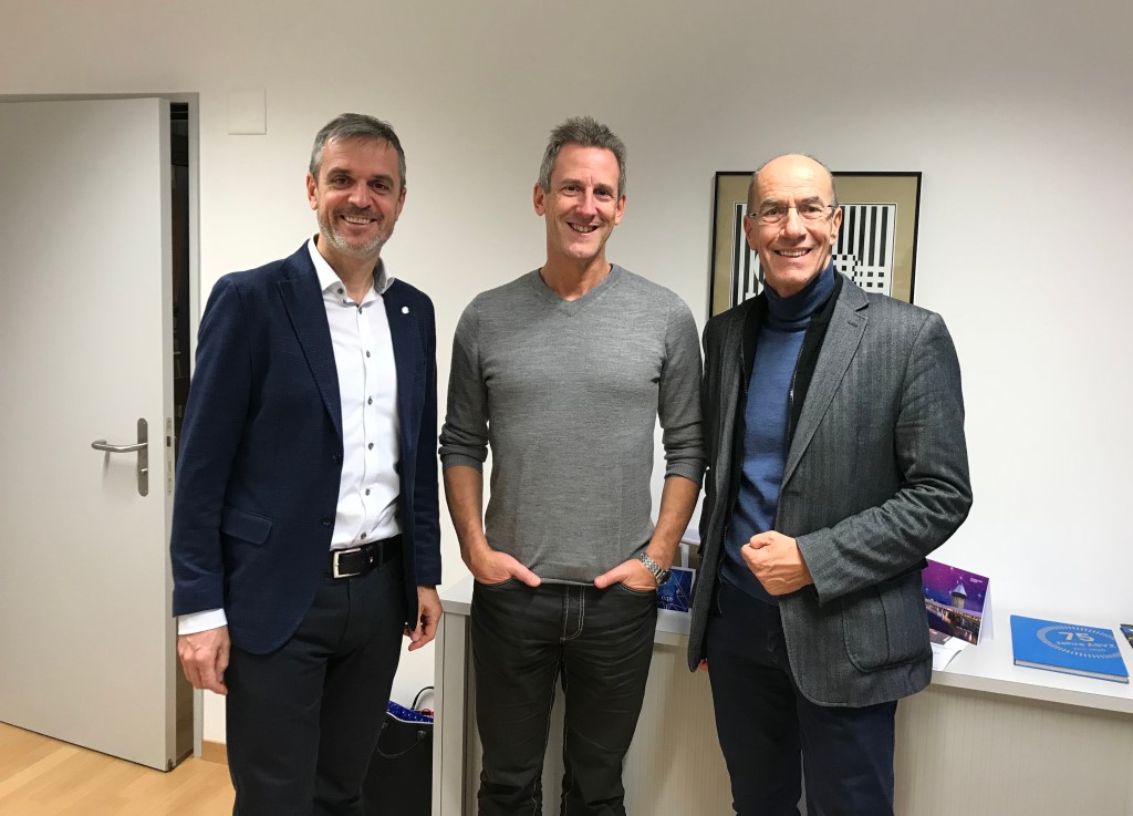 EUSA Secretary General Mr Matjaz Pecovnik, EUSA Treasurer Mr Lorenz Ursprung and FISU 1st Vice-President Mr Leonz Eder