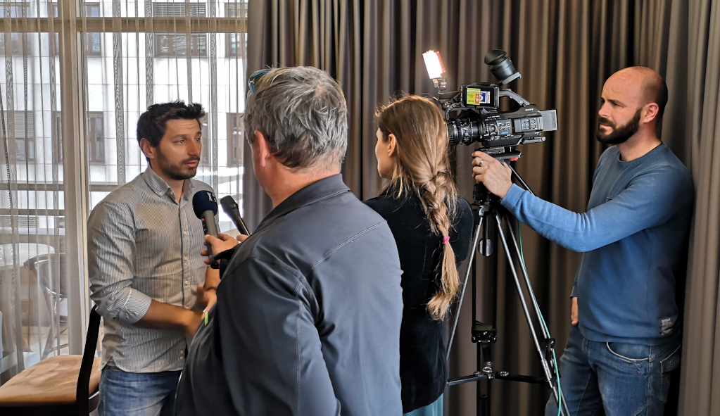 Media interviews at Athletes Friendly Education kick-off meeting