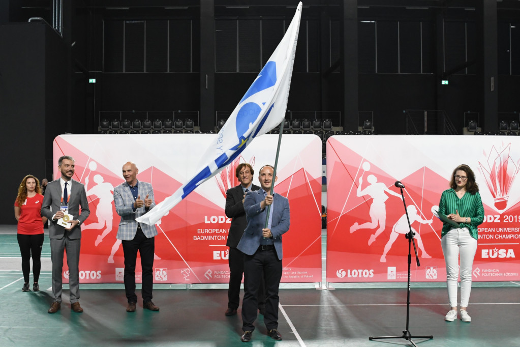 EUC Badminton 2019 flag handover