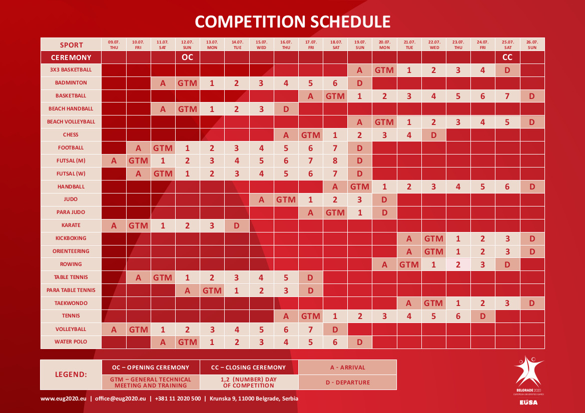 EUG2020 preliminary schedule