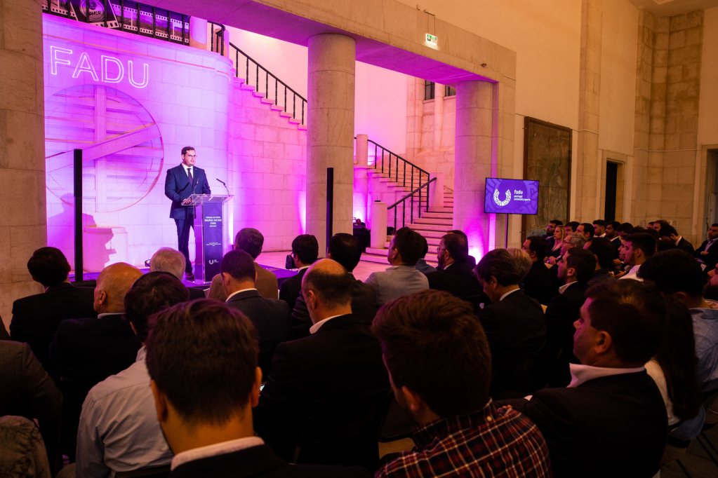 Mr Andre Reis giving his first speech as FADU president