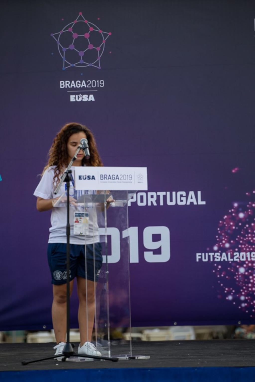 Futsal player saying oath at EUC Futsal 2019
