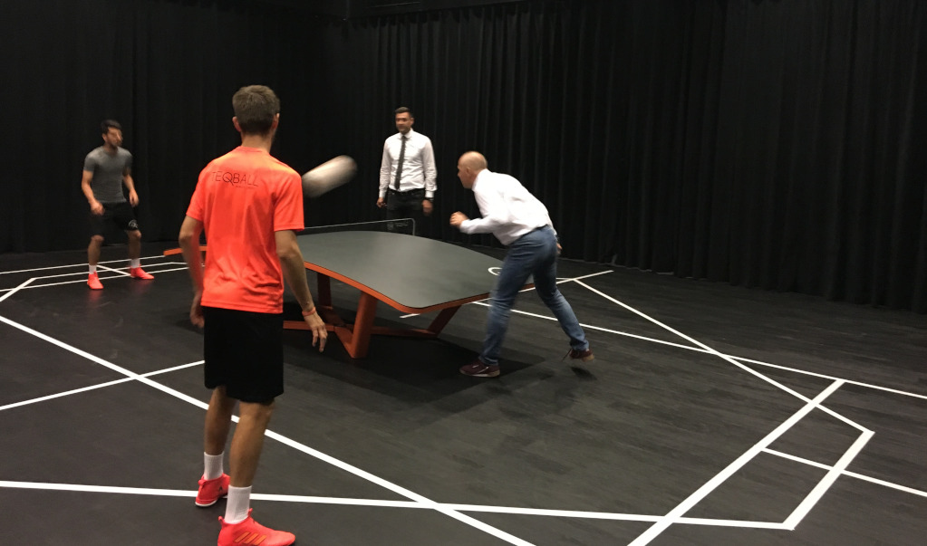 Adam Roczek playing FITEQ at their headquarters