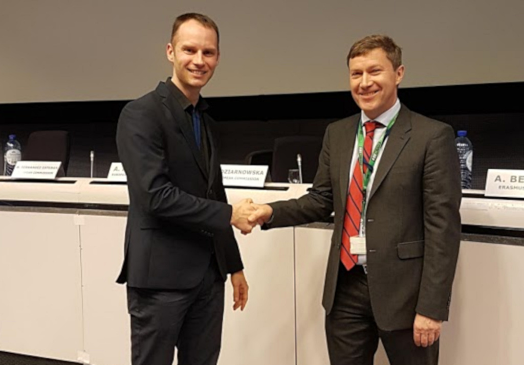 Andrej Pisl with Head of EU Sport Unit Yves Le Lostecque