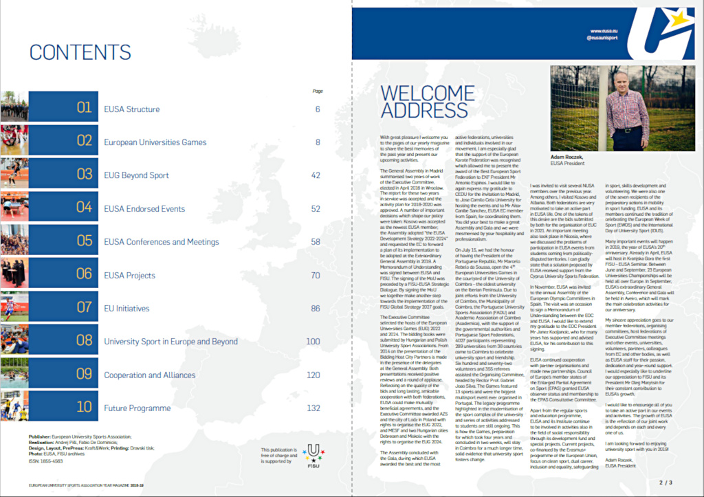 EUSA Magazine contents