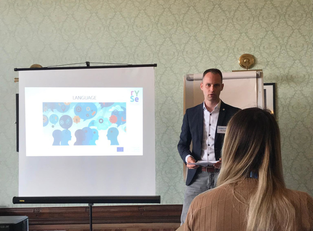 EUSA Communications and Projects Manager Mr Andrej Pisl presenting the importance of language