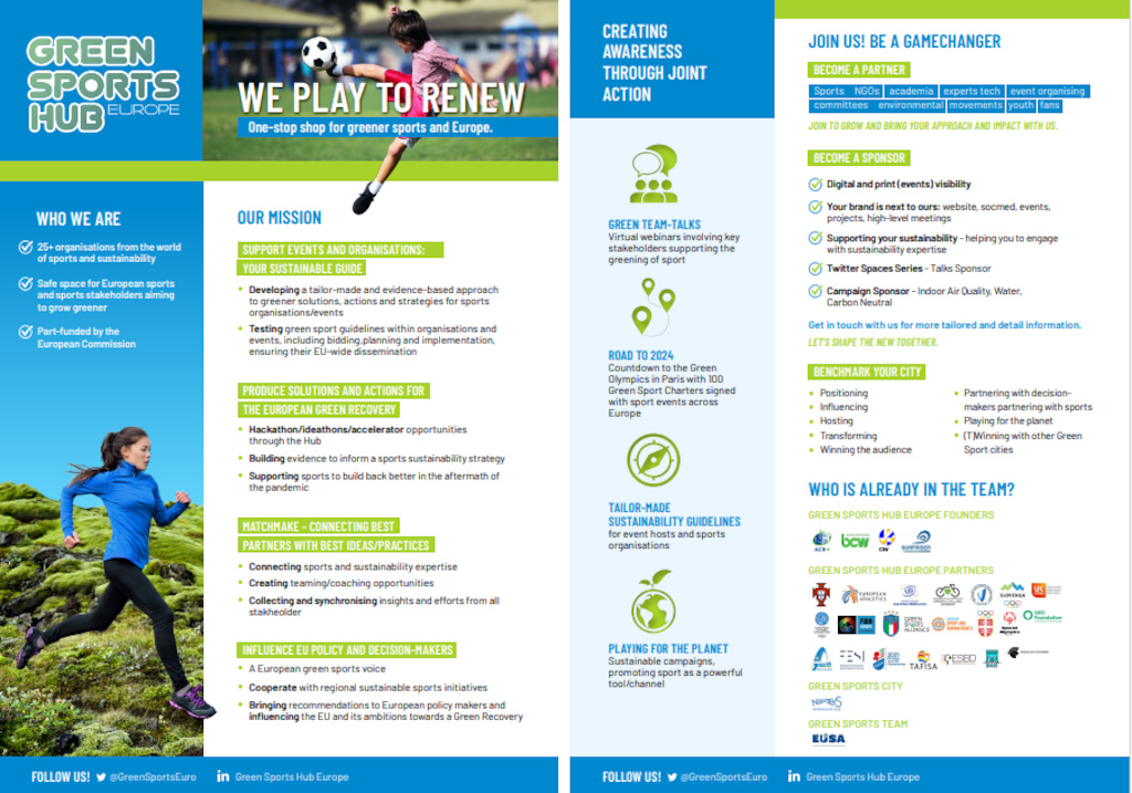 Green Sports Hub Europe flier