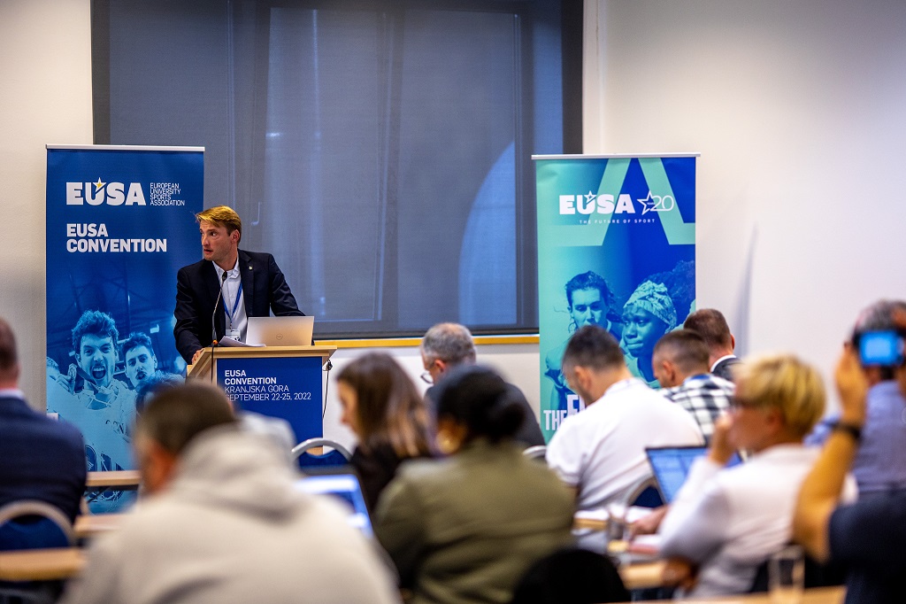 Mr Miha Žvan, presenting Rules and Regulations on EUSA Convention 2022